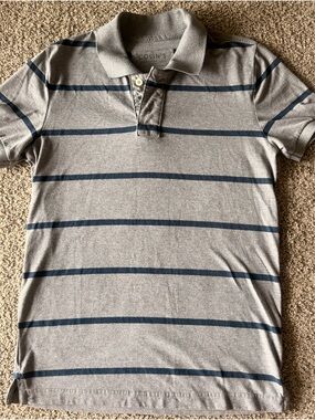 Colin's Men's Gray Polo with Navy Stripes